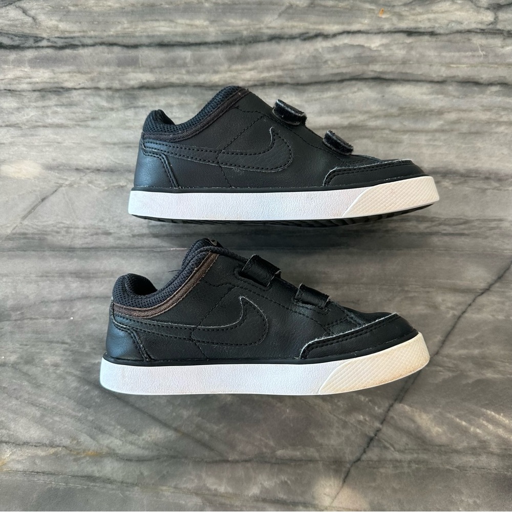 Nike Capri 3 Leather Black-White kids toddler Shoes 10c